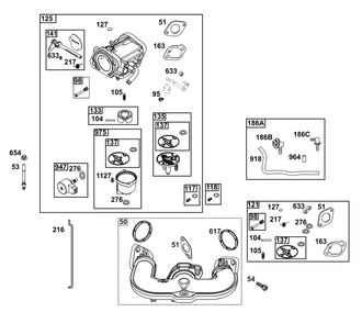 Carburetor Group Diagram and Parts List for 44N677-0064-B5 400000 - 699999 Briggs and Stratton Engine